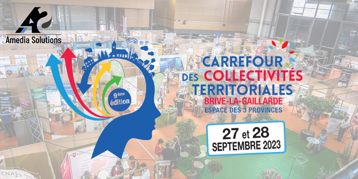 Les équipes de Amedia Solutions et Iptis seront présentes à la 9eme édition du carrefour des collectivités territoriales et à Brive, le 27 et 28 Septembre 2023.